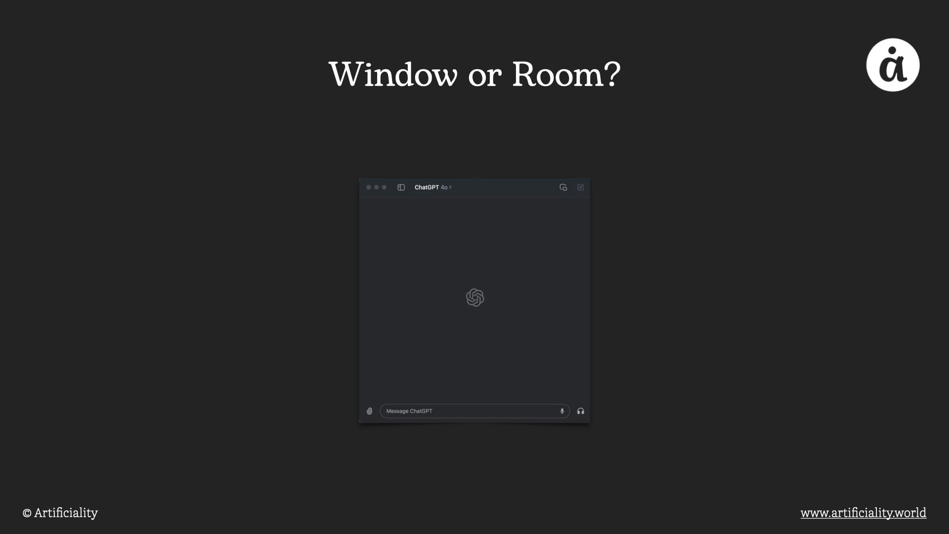 A screenshot or chatgpt with a question: window or room?